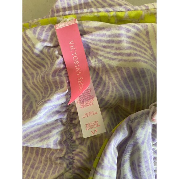 Victorias Secret‎ Neon Cheetah/Purple Abstract Reversible Bandeau Bikini Set S/M - Picture 5 of 7